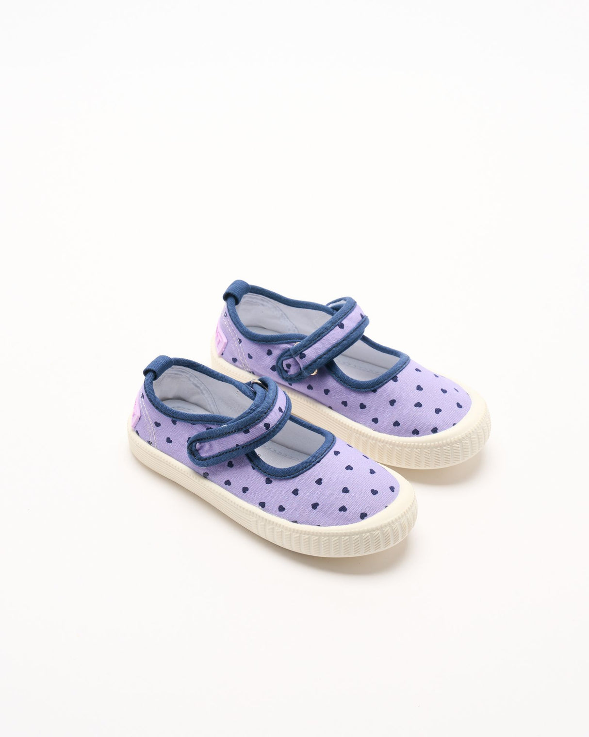 Walnut Mary Jane Canvas - Lilac Hearts