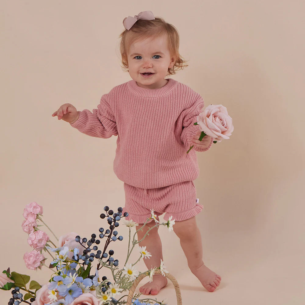 Snuggle Hunny Oversized Cotton Knit Jumper - Rosa