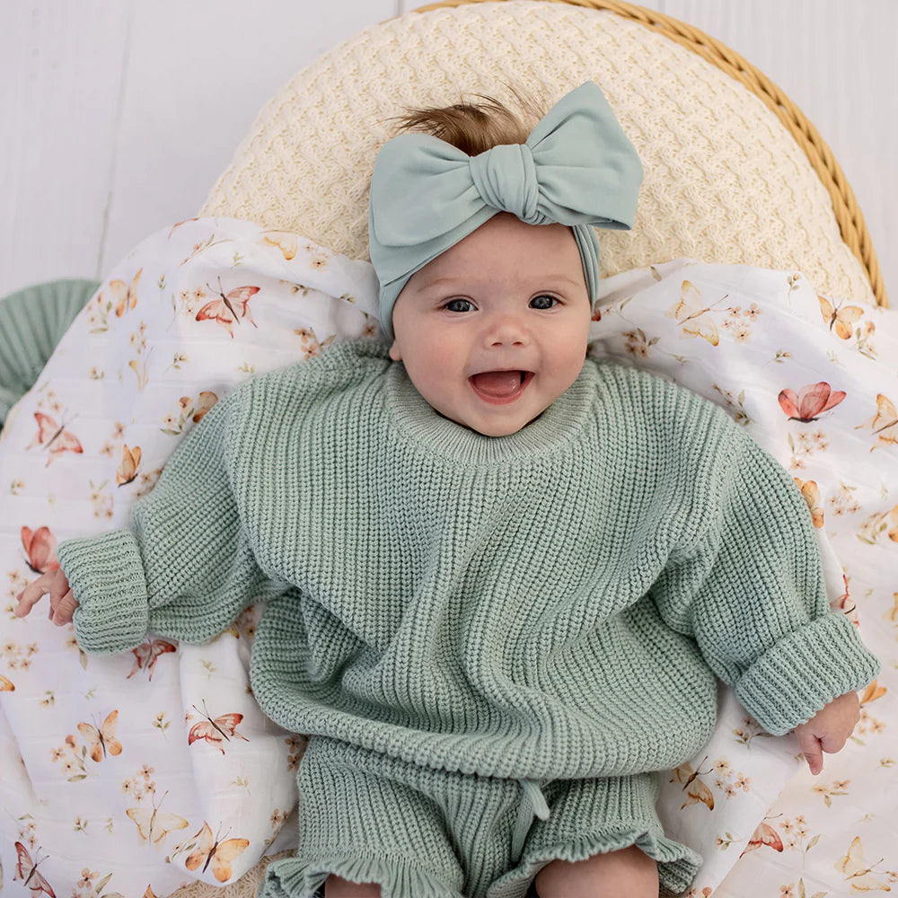 Snuggle Hunny Oversized Cotton Knit Jumper - Sage