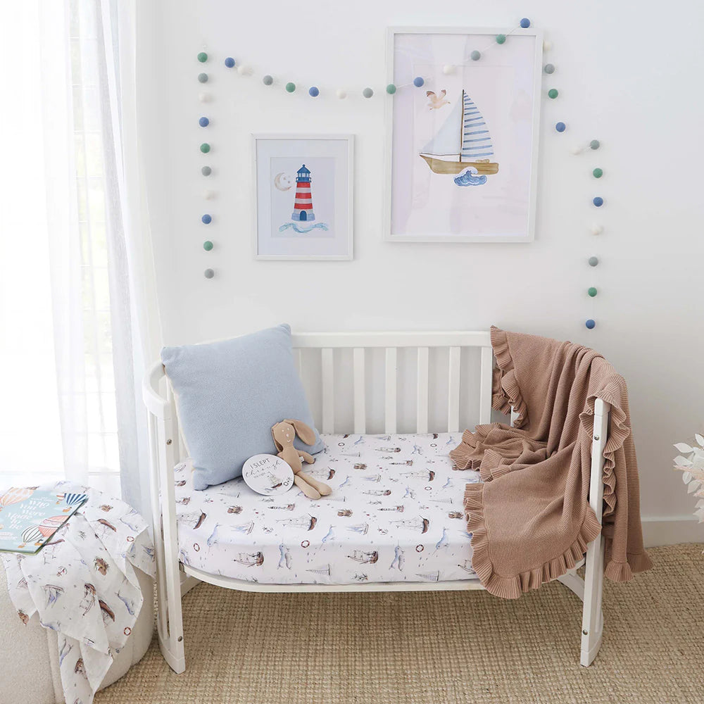 Snuggle Hunny Organic Fitted Cot Sheet - Set Sail