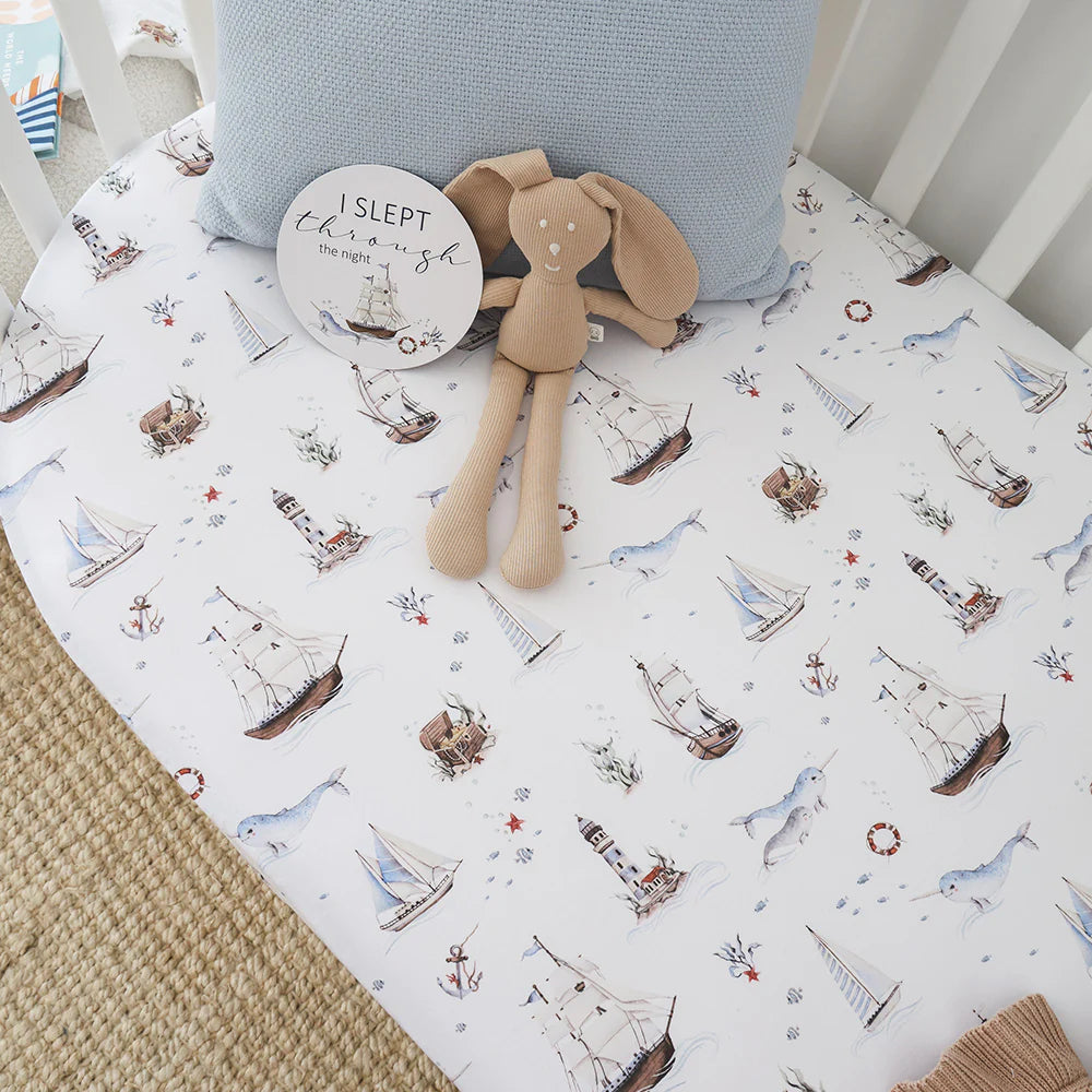 Snuggle Hunny Organic Fitted Cot Sheet - Set Sail