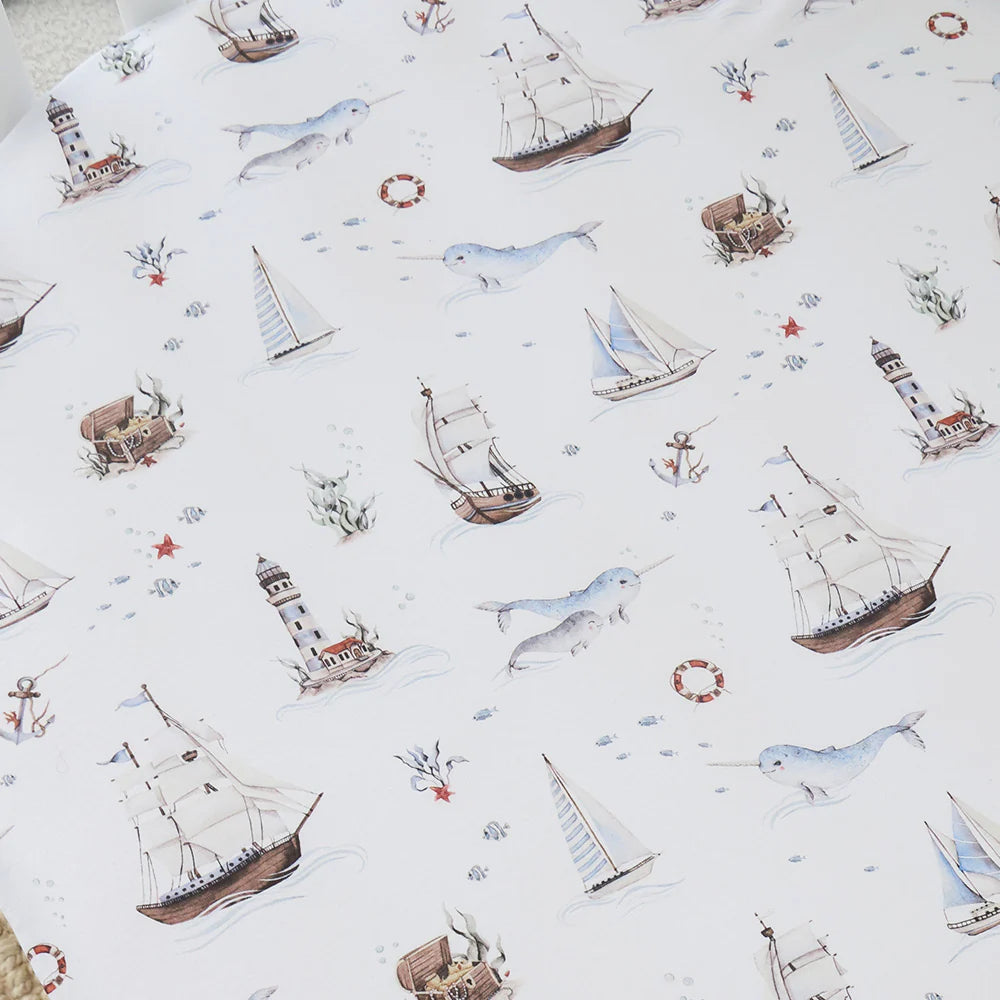 Snuggle Hunny Organic Fitted Cot Sheet - Set Sail