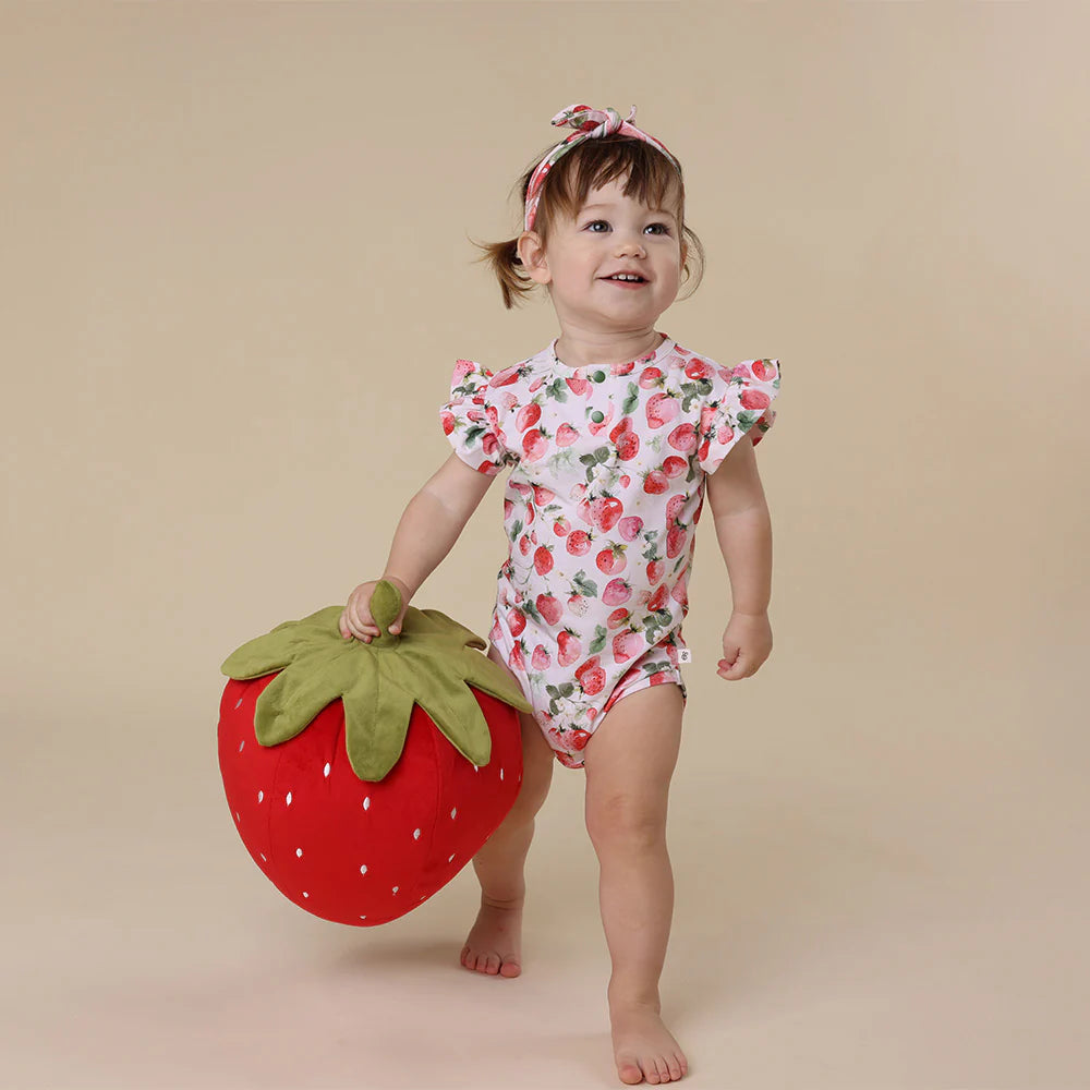 Snuggle Hunny Strawberry Short Sleeve Bodysuit With Frill