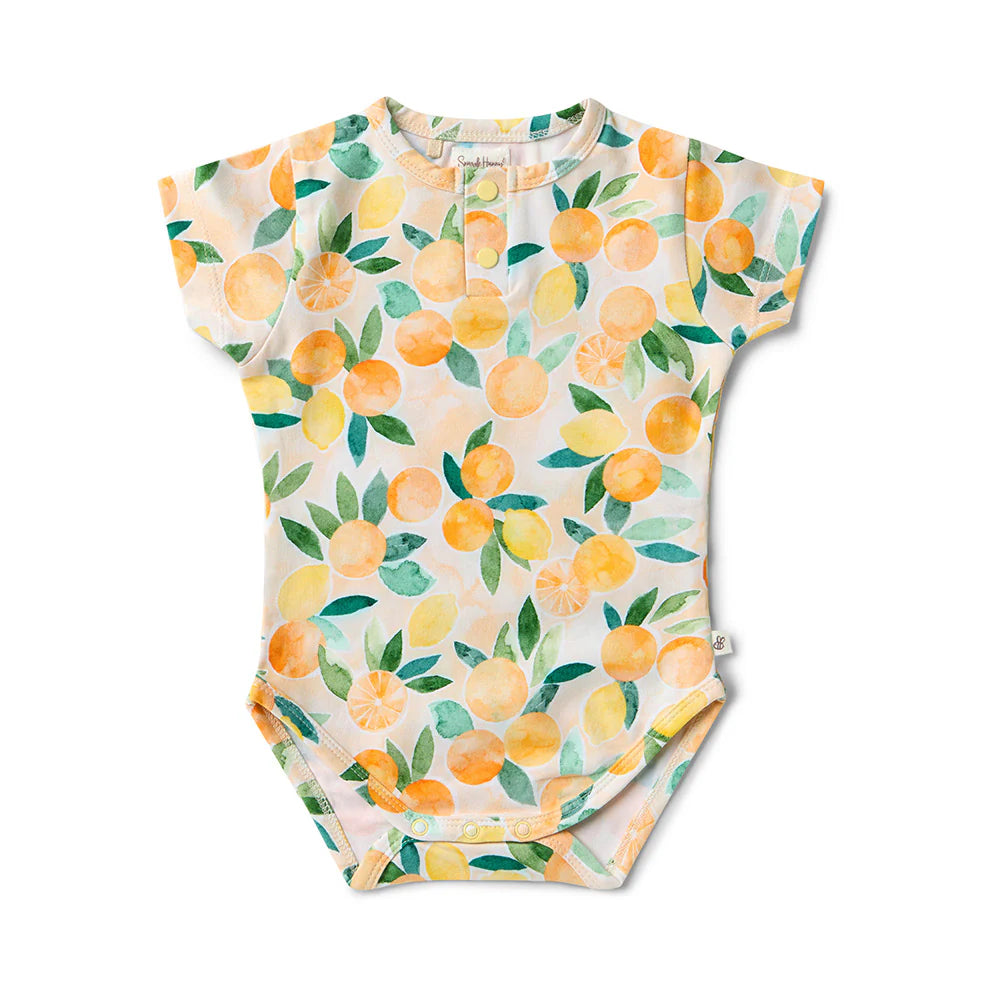 Snuggle Hunny Sunny Citrus Short Sleeve Organic Bodysuit