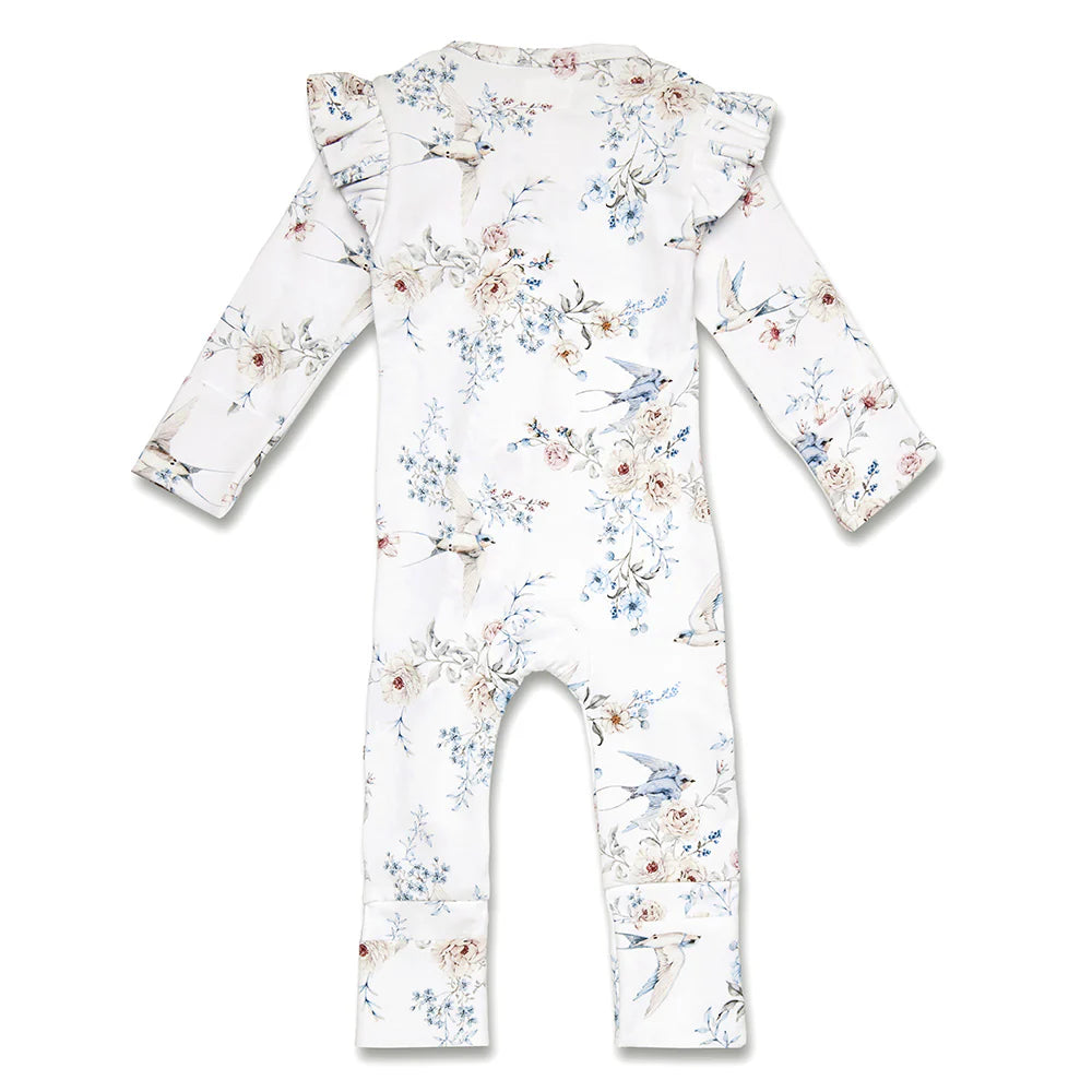Snuggle Hunny Organic Convertible Romper with Frill - Sweet Swallows
