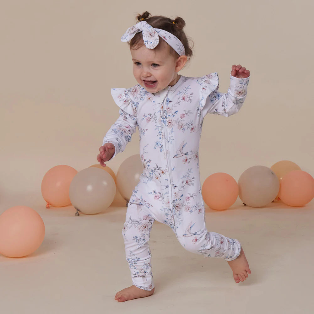 Snuggle Hunny Organic Convertible Romper with Frill - Sweet Swallows