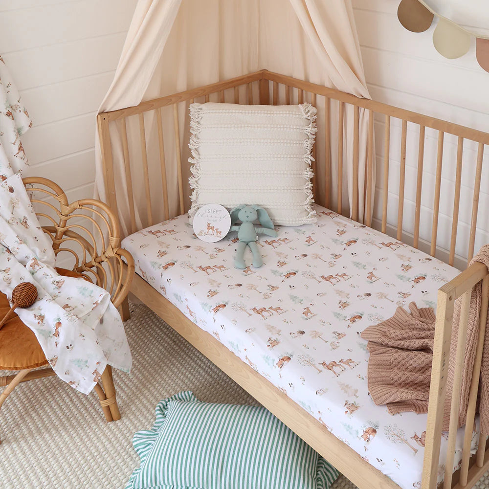 Snuggle Hunny Organic Fitted Cot Sheet - Woodland Tales