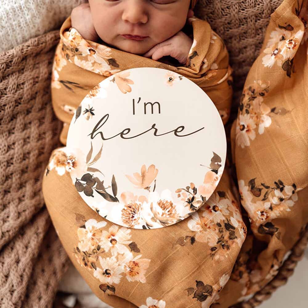 Golden Floral + Ocre Milestone Card Set