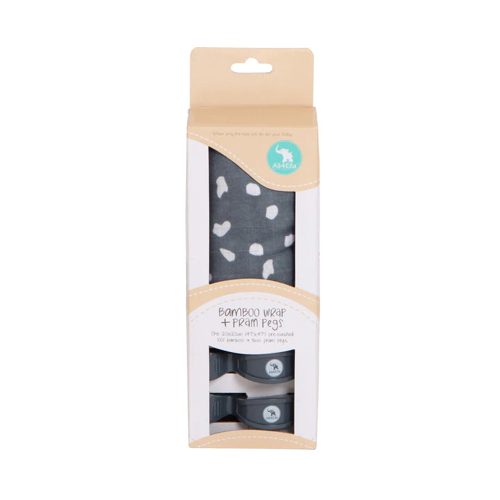 Bamboo Wrap and Pram Peg Set - Charcoal