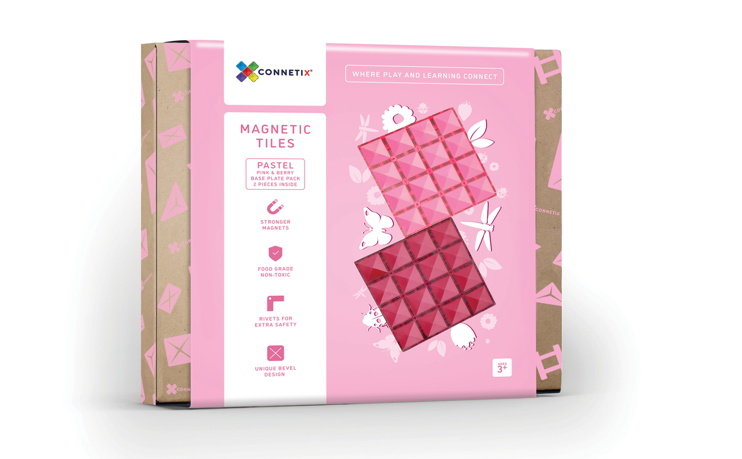 Connetix Base Plates - Pink + Berry 2pc