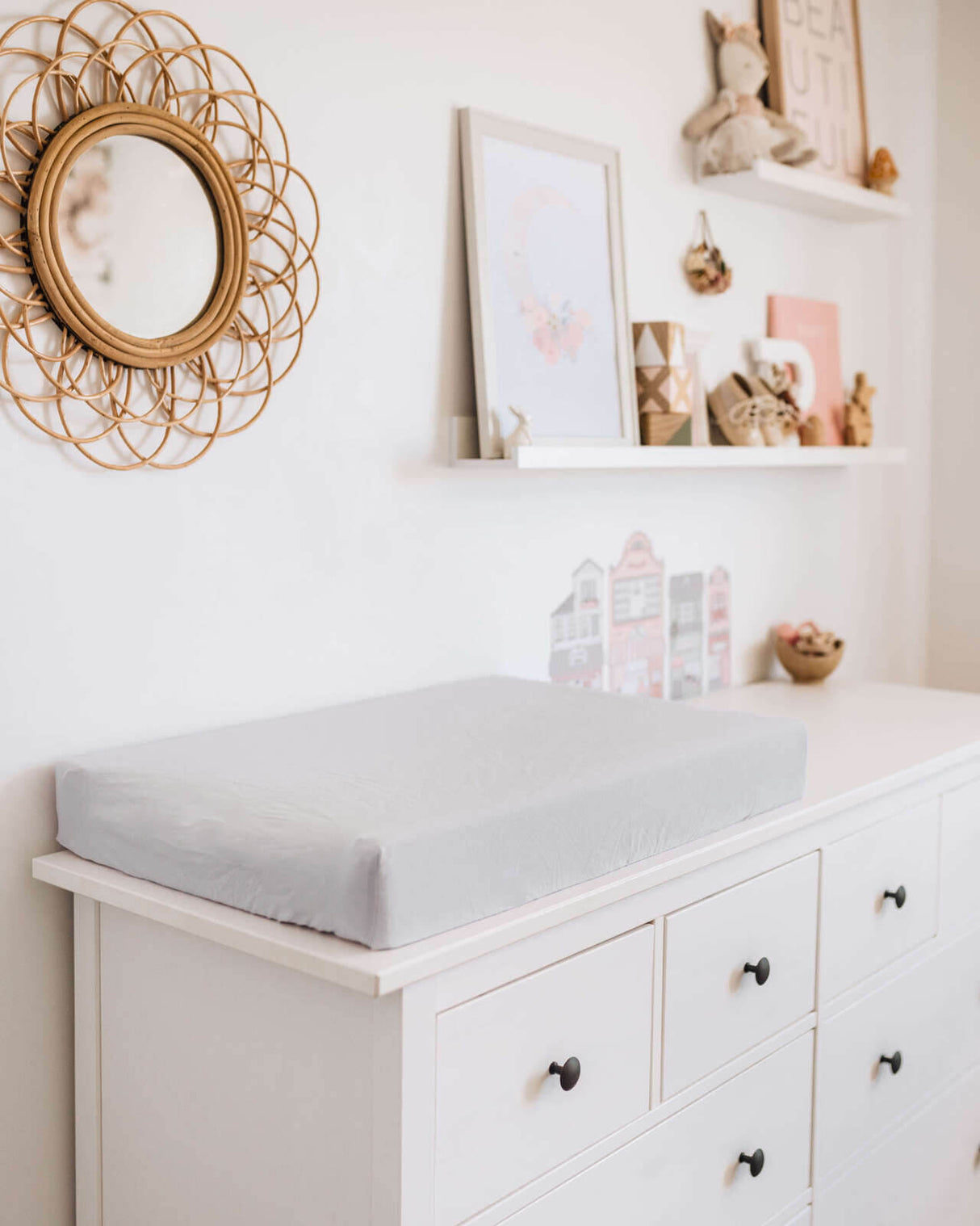 Snuggle Hunny Fitted Bassinet Sheet or Change Mat cover - Stone