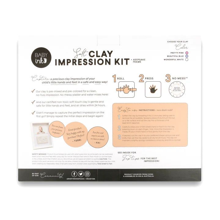 Baby Ink Soft Clay Impressions Kit + Frame - Blue
