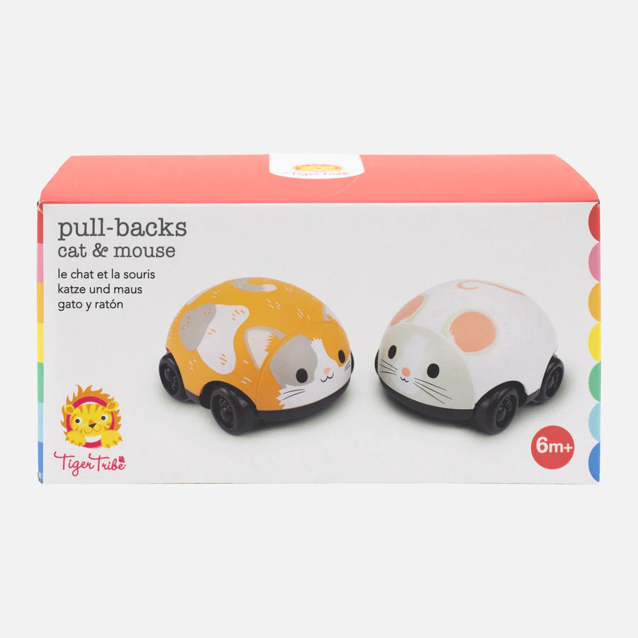 Tiger Tribe Pull Back Animals - Cat + Mouse