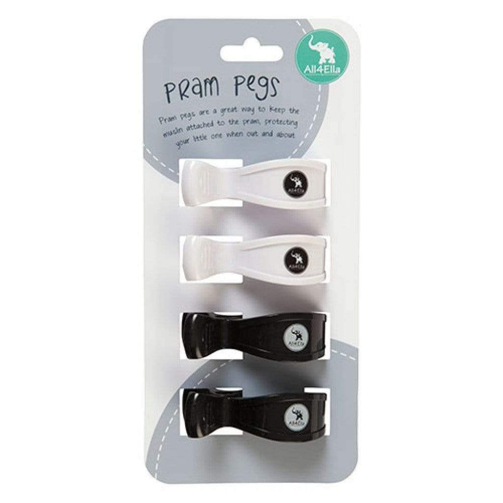Raspberry Lane Boutique Pram Pegs 4 Pack - Black/White