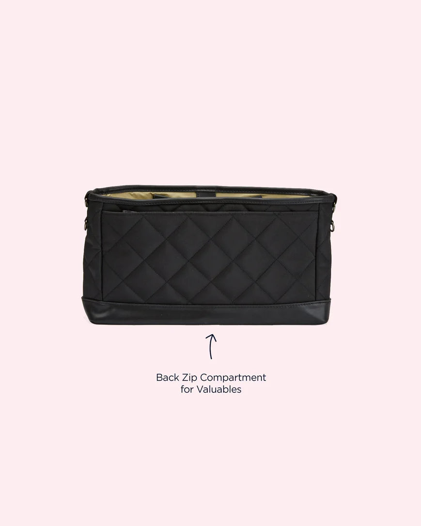 OiOi Stroller Organiser/Pram Caddy - Black Diamond Quilt