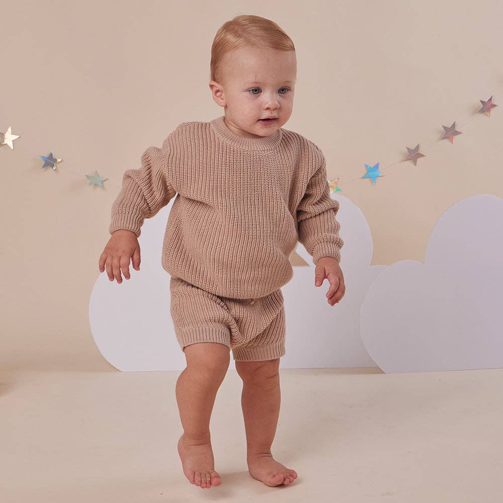 Snuggle Hunny Oversized Cotton Knit Jumper - Hazelnut