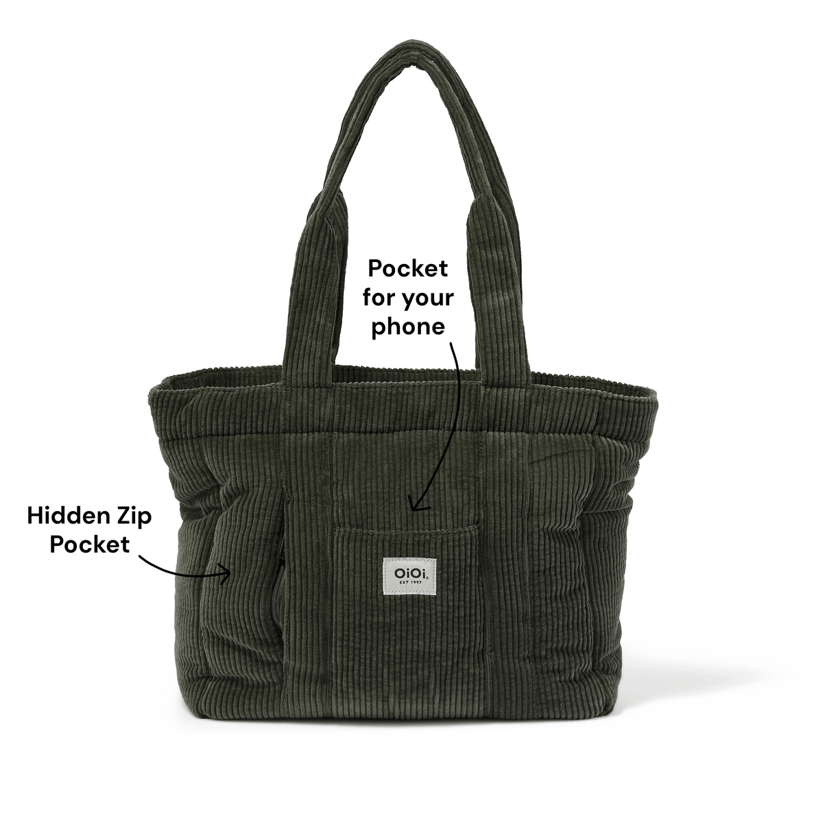 OiOi Everyday Tote - Moss Green Corduroy