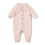 Wilson + Frenchy Knitted Cable Growsuit - Pink