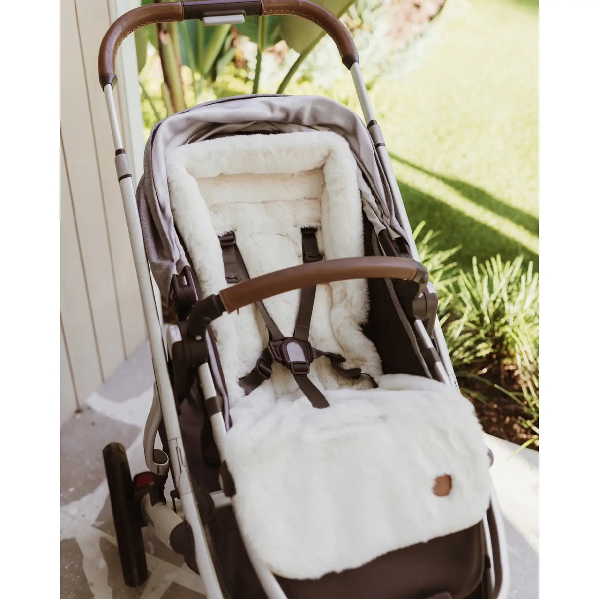OiOi Reversible Pram Liner - Wildflower/Faux Fur