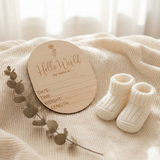 Timber Tinkers Hello World Birth Flower Announcement Disc