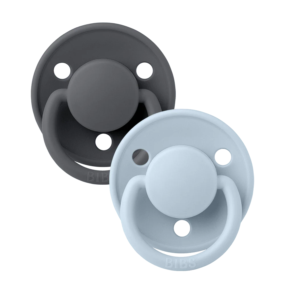 BIBS De Lux 2 Pack - Iron/Baby Blue
