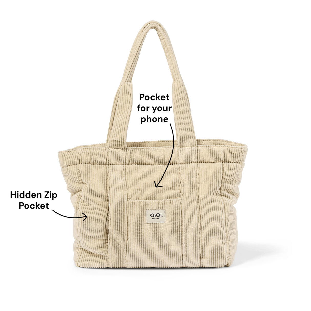 OiOi Everyday Tote - Cream Corduroy