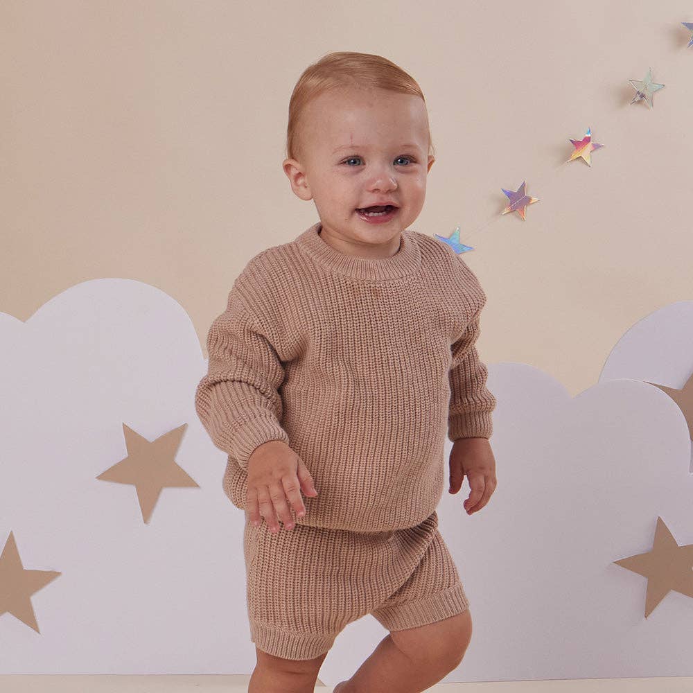 Snuggle Hunny Oversized Cotton Knit Jumper - Hazelnut