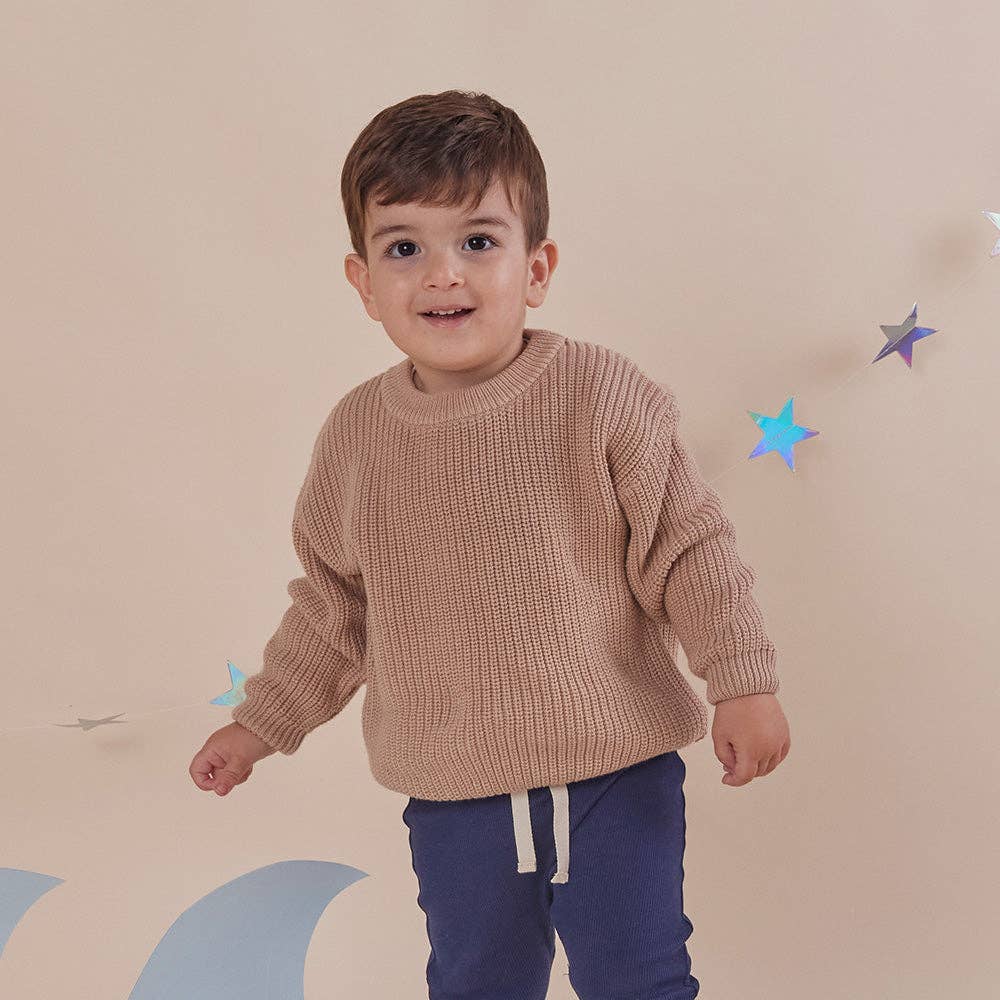 Snuggle Hunny Oversized Cotton Knit Jumper - Hazelnut