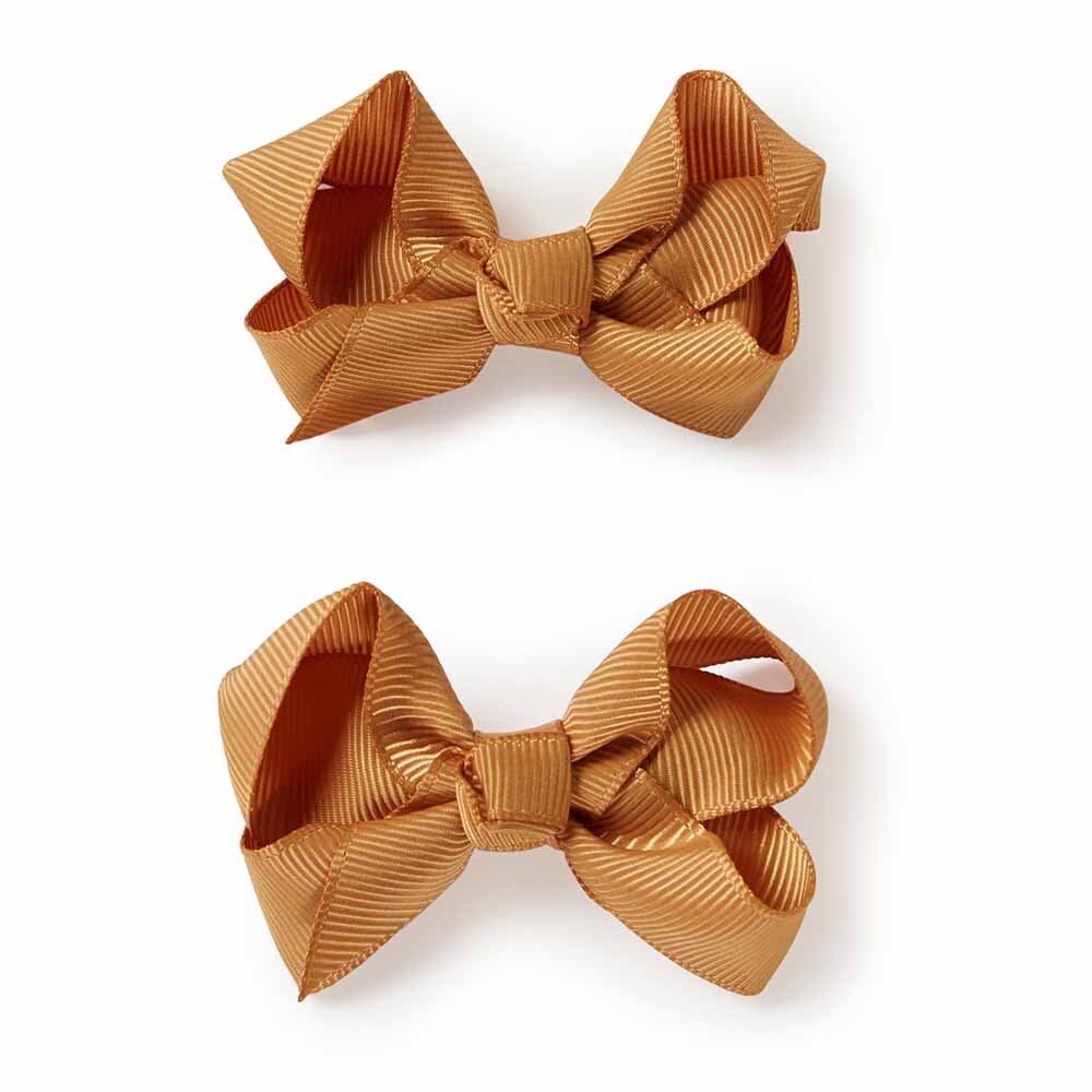 Mustard Bow - Piggy Tail Set