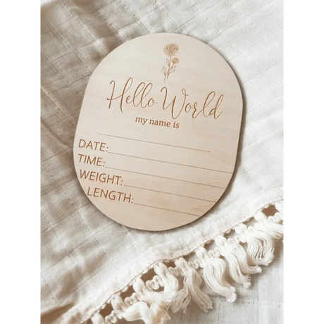 Timber Tinkers Hello World Birth Flower Announcement Disc