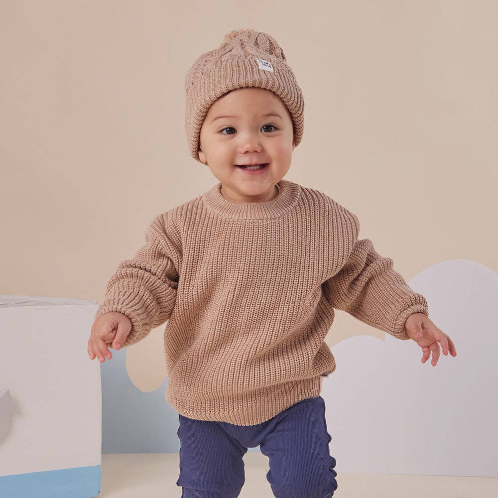 Snuggle Hunny Oversized Cotton Knit Jumper - Hazelnut