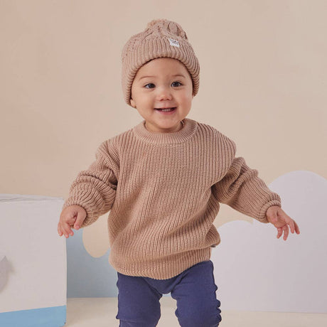 Snuggle Hunny Oversized Cotton Knit Jumper - Hazelnut