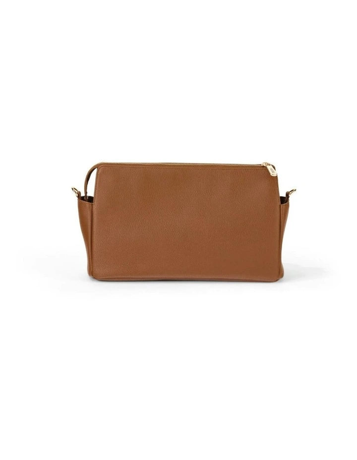 OiOi Multitasker Vegan Leather Pram Caddy 2.0 - Chestnut Brown