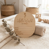 Timber Tinkers Hello World Birth Flower Announcement Disc