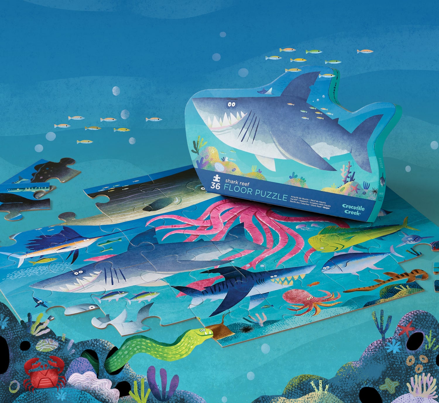 Crocodile Creek Classic Floor Puzzle 36 pc - Shark Reef