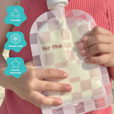 Sinchies Reusable Food Pouches 150ml - 5 Pack - Checkmate Blush