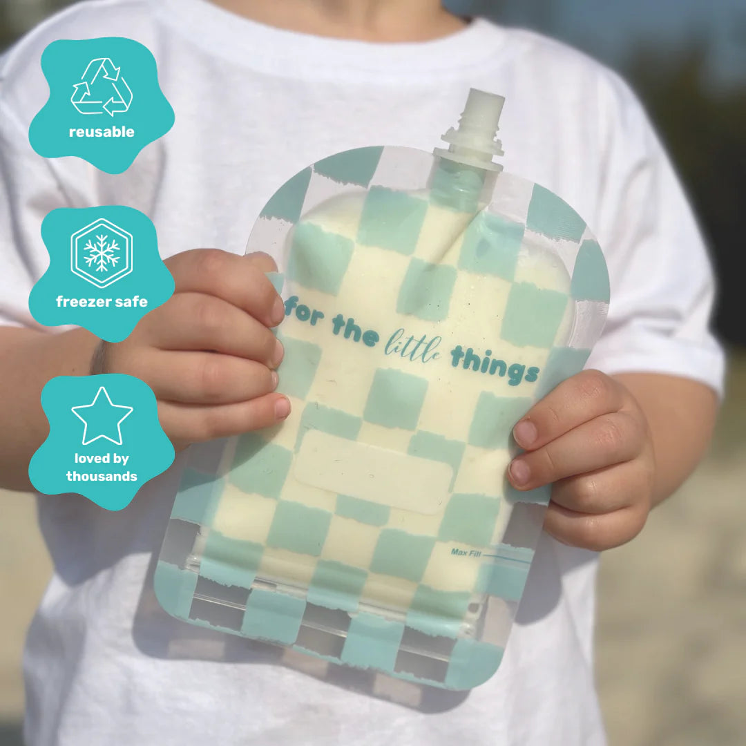 Sinchies Reusable Food Pouches 150ml - 5 Pack - Checkmate Bubblegum