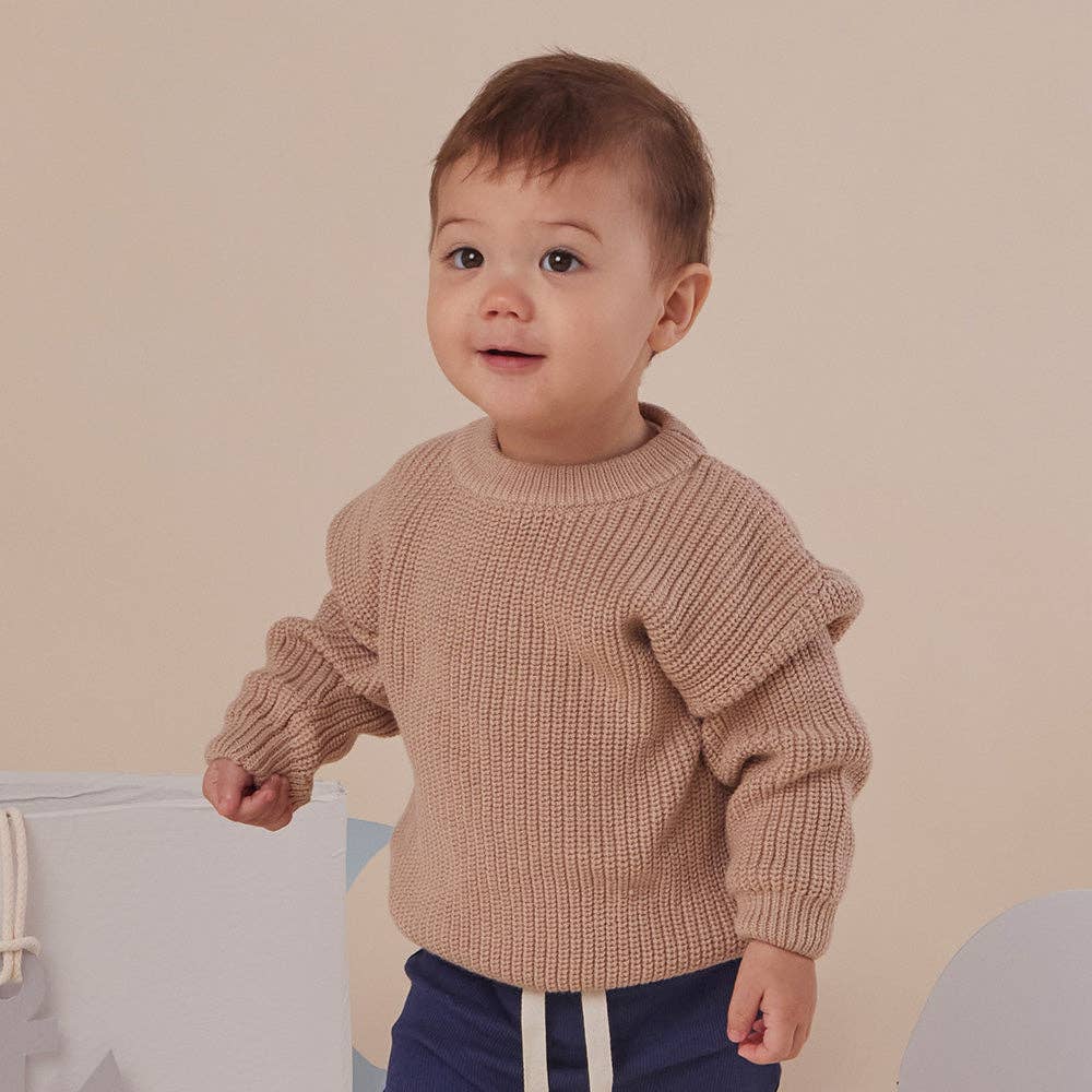 Snuggle Hunny Oversized Cotton Knit Jumper - Hazelnut