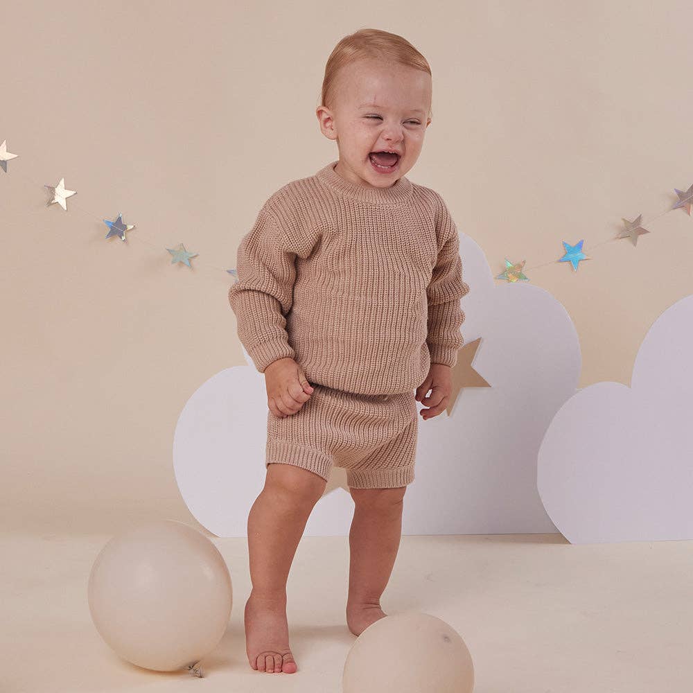 Snuggle Hunny Oversized Cotton Knit Jumper - Hazelnut