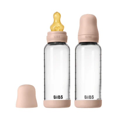 BIBS Glass Bottle Complete Set (2 Pack) 240ml Latex - Blush