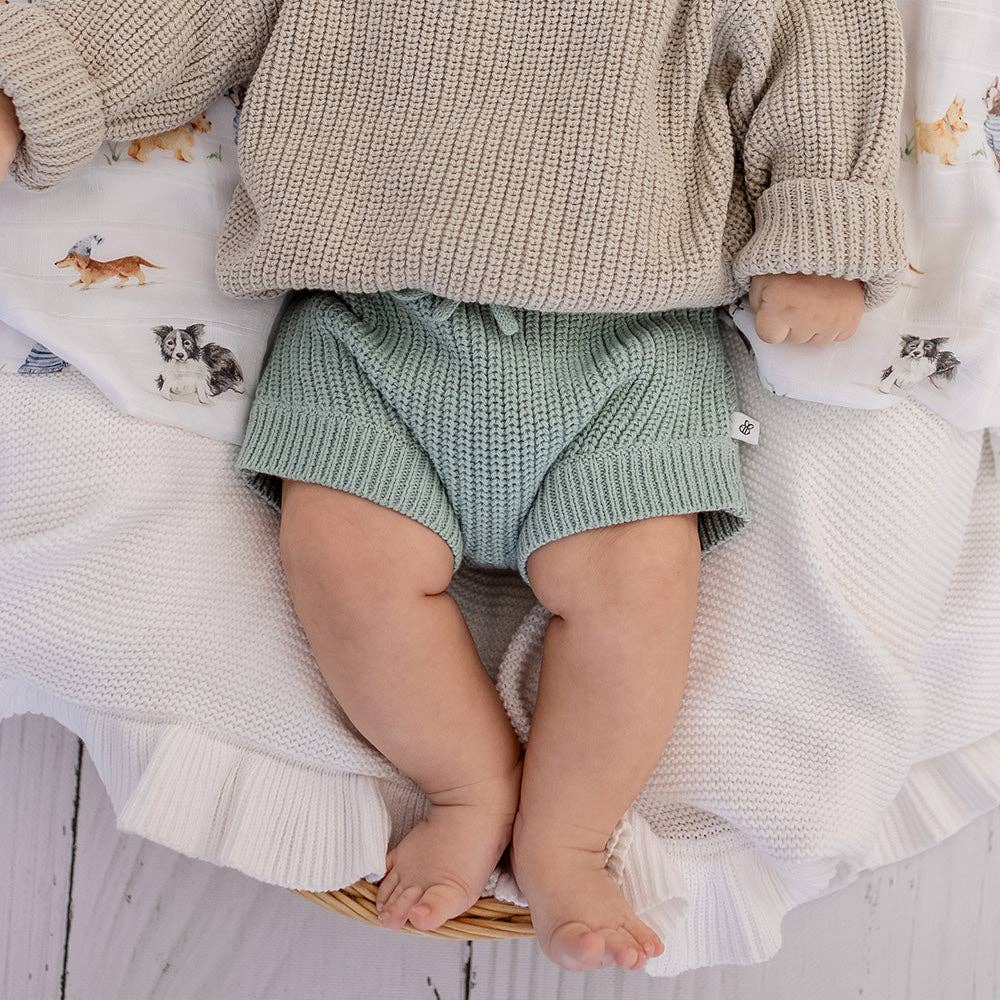 Snuggle Hunny Organic Cotton Knit Shorts - Sage