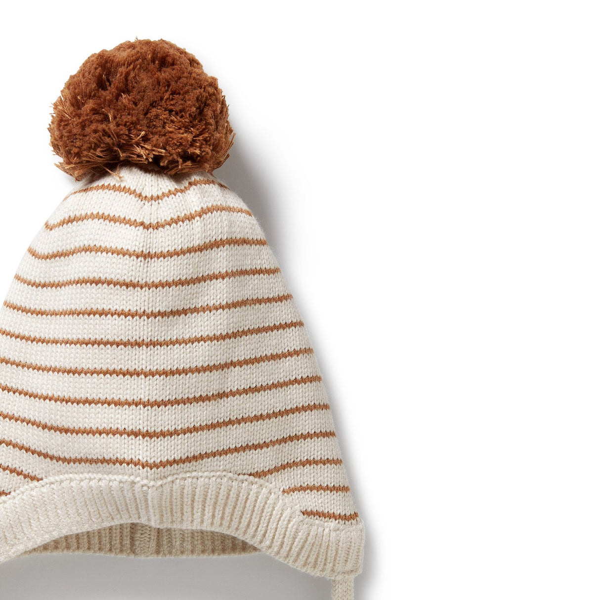 Wilson + Frenchy Organic Knitted Stripe Bonnet - Cinnamon Stripe