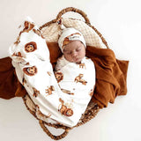 Snuggle Hunny Lion Jersey Wrap + Beanie Set