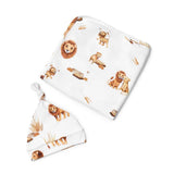 Snuggle Hunny Lion Jersey Wrap + Beanie Set