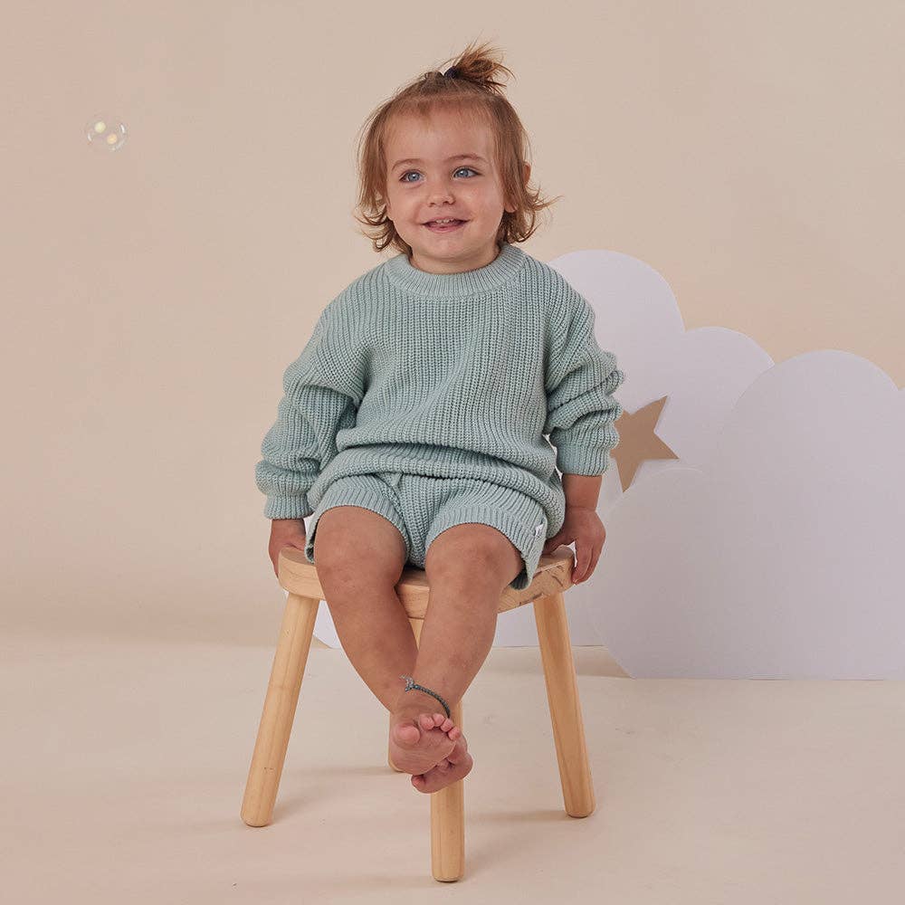 Snuggle Hunny Organic Cotton Knit Shorts - Sage
