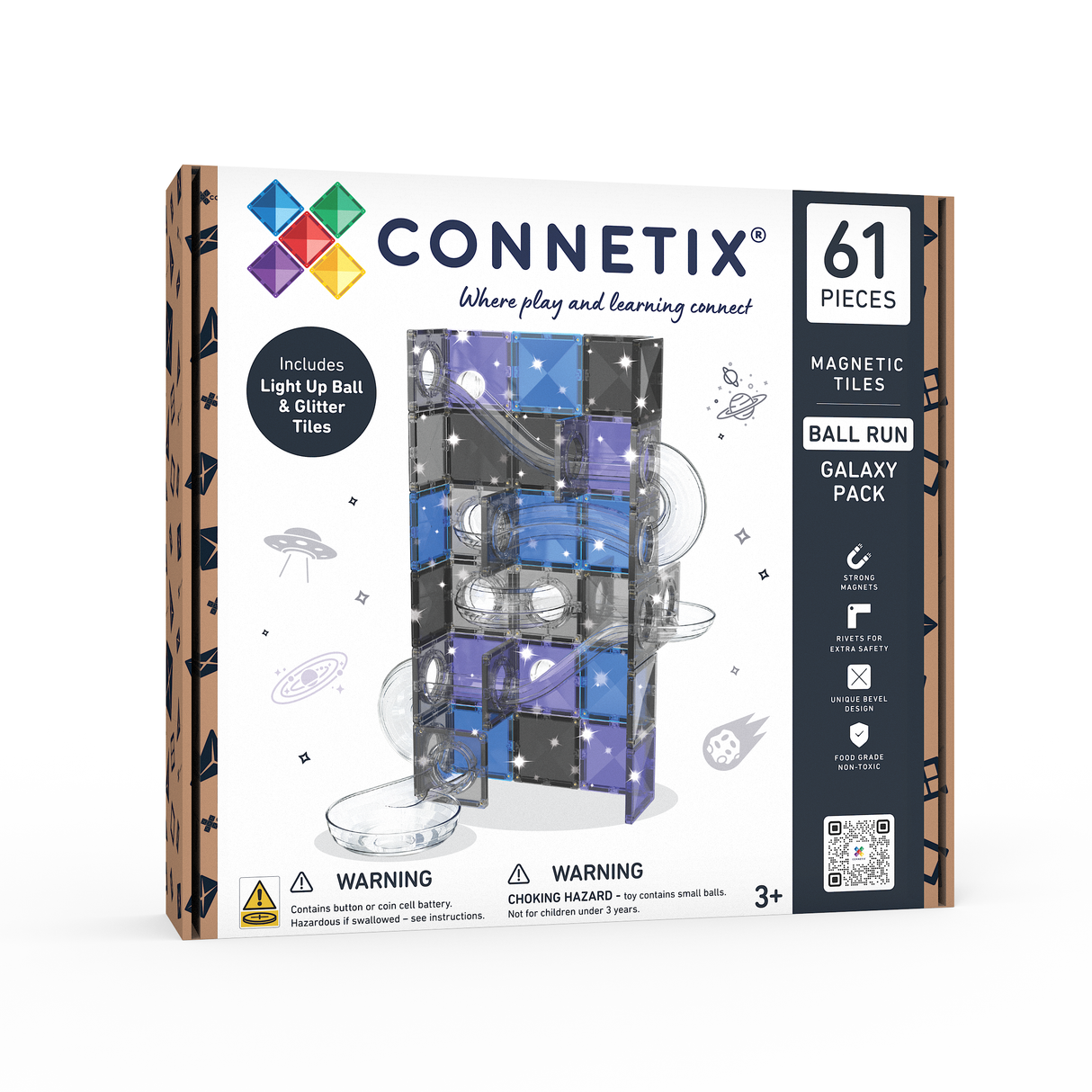 Connetix Ball Run Glitter Galaxy Pack - 61 pc