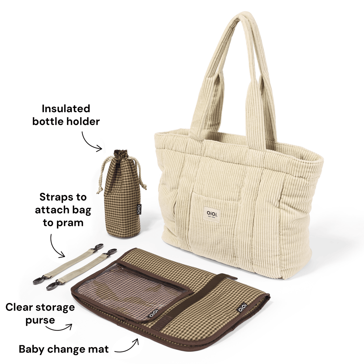 OiOi Everyday Tote - Cream Corduroy