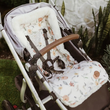 OiOi Reversible Pram Liner - Wildflower/Faux Fur