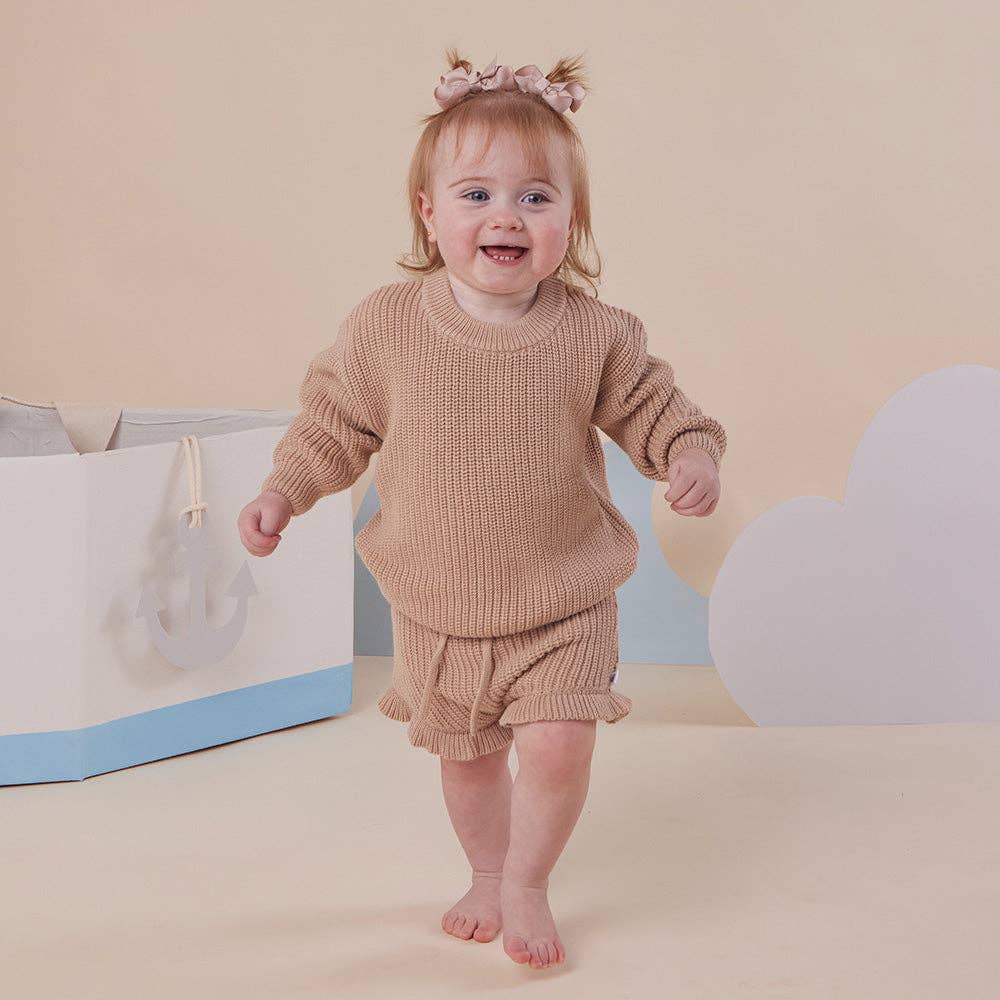 Snuggle Hunny Oversized Cotton Knit Jumper - Hazelnut