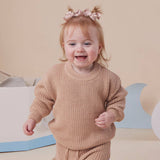 Snuggle Hunny Oversized Cotton Knit Jumper - Hazelnut